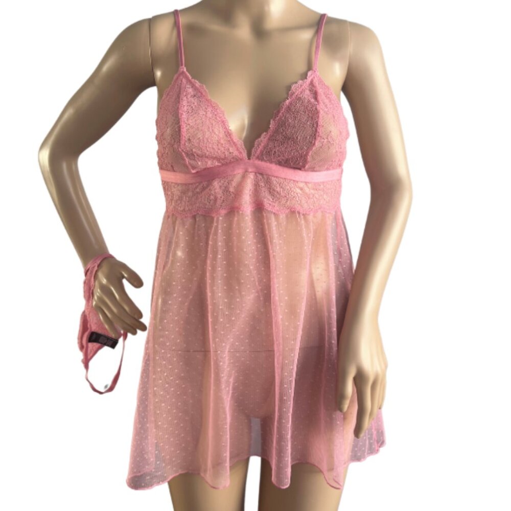 VICTORIA’S SECRET Mesh Lace Babydoll / Lingerie / Pink / Size M